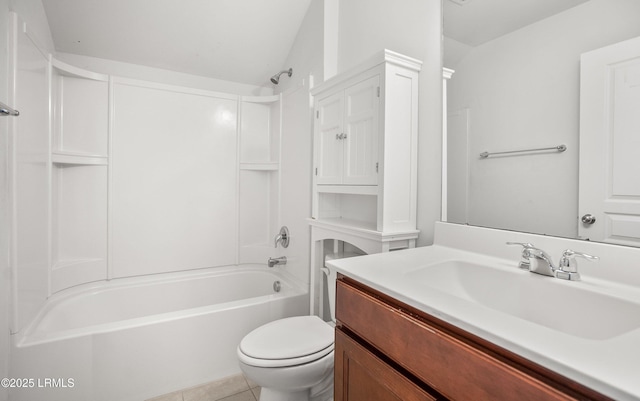 full bathroom with tile patterned floors, vanity, toilet, and shower / bathing tub combination