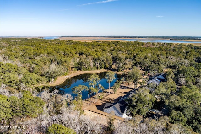 41 Fairfield Rd, Beaufort, SC 29907 - drone / aerial view featuring a water view and a wooded view
