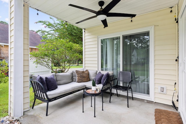 view of patio / terrace with outdoor lounge area and ceiling fan