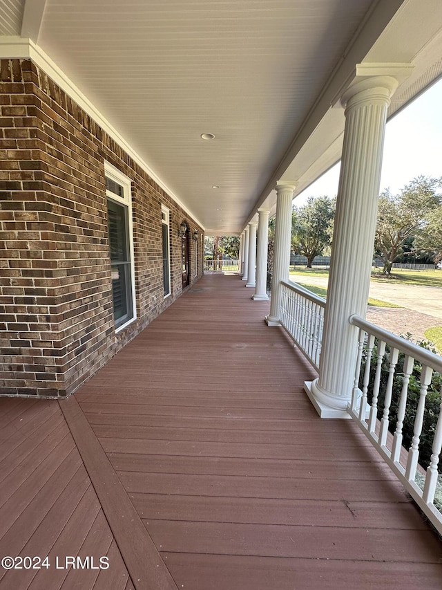 wooden deck featuring a porch