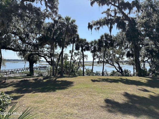 view of yard featuring a water view