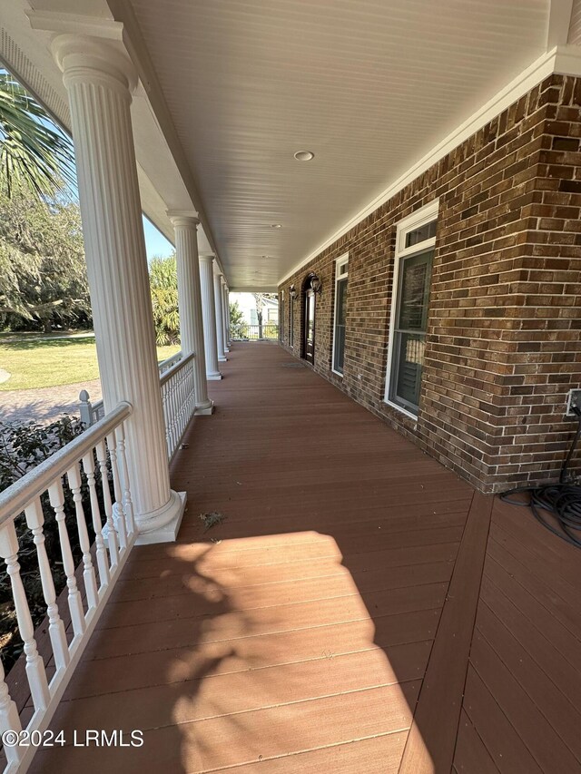 deck with covered porch