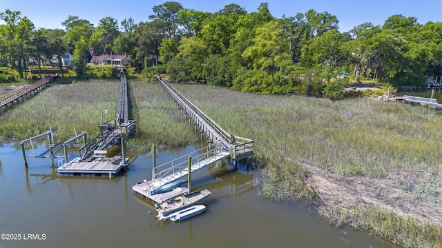 view of dock featuring a water view