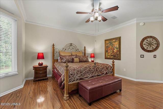 10 Screven Ct, Bluffton, SC 29909 - bedroom featuring wood finished floors, baseboards, crown molding, and ceiling fan