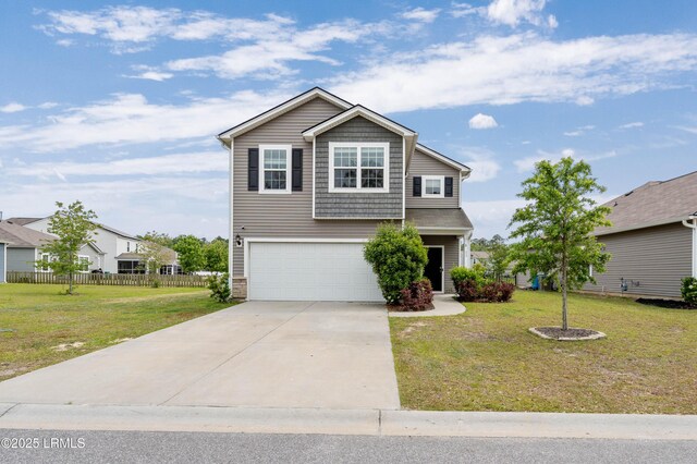 23 Toxaway Ln, Beaufort, SC 29906 - craftsman house featuring a garage, driveway, a front lawn, and fence