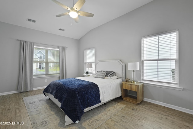 64 Grovewood Dr, Bluffton, SC 29910 - bedroom featuring lofted ceiling, light wood-style flooring, baseboards, and ceiling fan