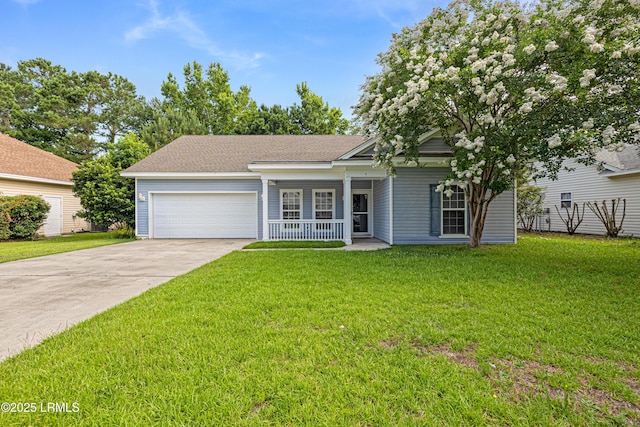 4 Applemint Ln, Beaufort, SC 29906 - view of front facade with a porch, an attached garage, concrete driveway, and a front yard