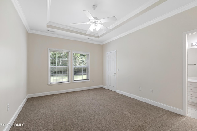 4 Applemint Ln, Beaufort, SC 29906 - unfurnished room with a tray ceiling, carpet, ornamental molding, and a ceiling fan