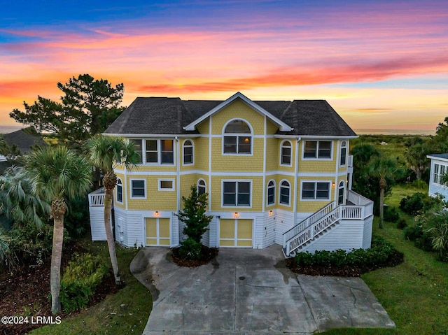 view of front of property with a garage