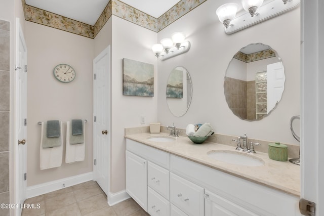 bathroom featuring vanity and tile patterned floors