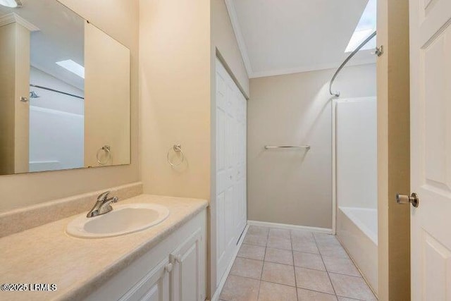 1 Wateree Ct, Beaufort, SC 29902 - full bathroom featuring ornamental molding, vanity, washtub / shower combination, and tile patterned flooring