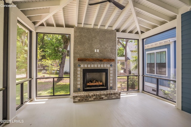 213 Old Plantation Dr W, Beaufort, SC 29907 - unfurnished sunroom featuring wood finished floors, healthy amount of natural light, and wood ceiling