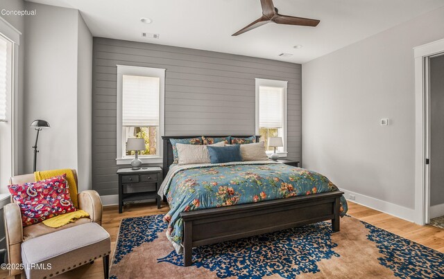 213 Old Plantation Dr W, Beaufort, SC 29907 - bedroom with baseboards, wood finished floors, ceiling fan, and recessed lighting