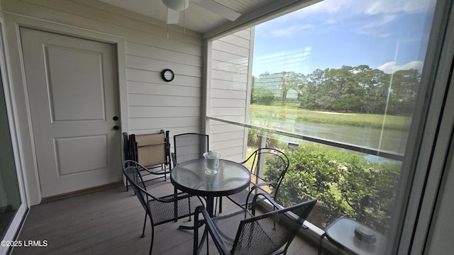 159 Beach Club Villa Dr Unit 159, Fripp Island, SC 29920 - balcony featuring a ceiling fan and a water view