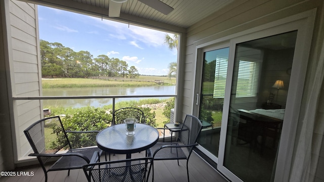 159 Beach Club Villa Dr Unit 159, Fripp Island, SC 29920 - balcony featuring a water view and a ceiling fan