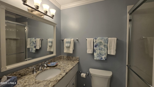 159 Beach Club Villa Dr Unit 159, Fripp Island, SC 29920 - full bath featuring vanity, a shower with door, and crown molding