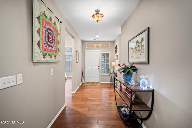 foyer entrance featuring hardwood / wood-style flooring