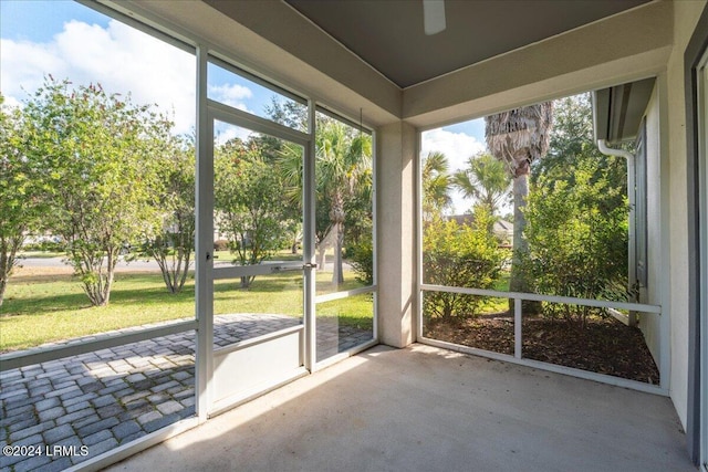 view of unfurnished sunroom