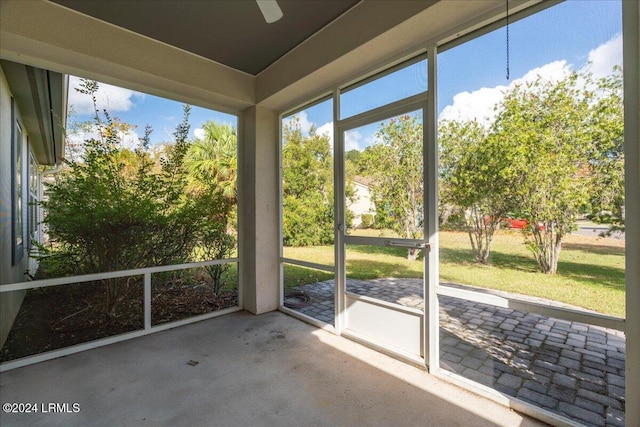 view of unfurnished sunroom