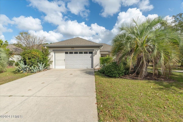 view of front facade with a garage and a front yard