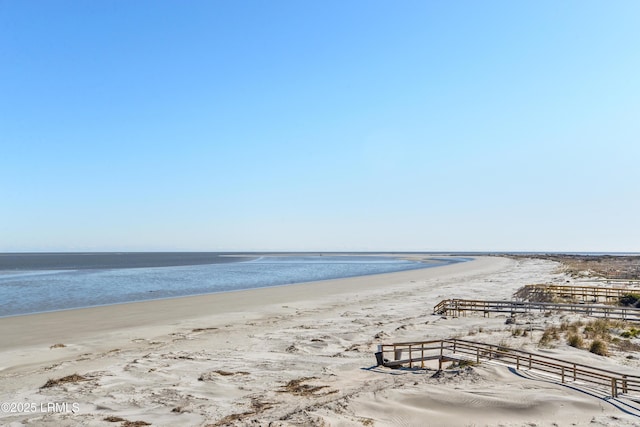 view of water feature featuring a beach view