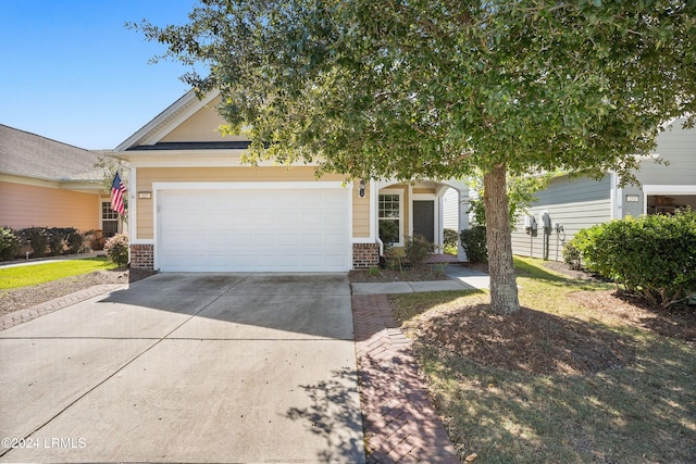 obstructed view of property featuring a garage