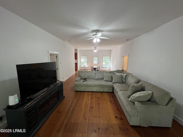 3769 Rice Shire Rd, Ridgeland, SC 29936 - living area featuring ceiling fan and wood finished floors
