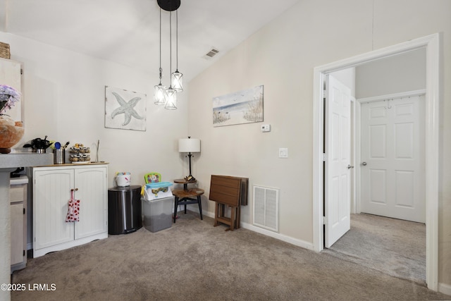 897 Fording Island Rd Unit 2708, Bluffton, SC 29910 - sitting room featuring carpet floors, lofted ceiling, and baseboards