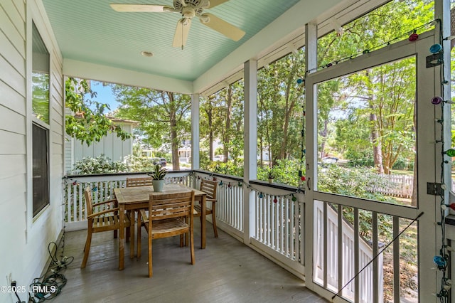 2654 Broad St, Beaufort, SC 29902 - sunroom featuring a ceiling fan, outdoor dining area, and plenty of natural light