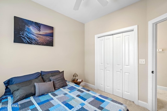 2654 Broad St, Beaufort, SC 29902 - carpeted bedroom with baseboards, a closet, and ceiling fan