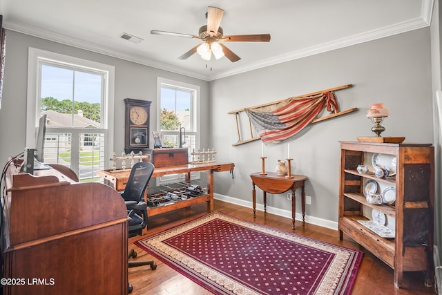 49 National Blvd, Beaufort, SC 29907 - office space featuring a ceiling fan, wood finished floors, and crown molding