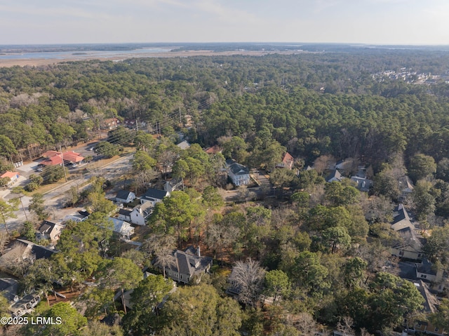 drone / aerial view with a forest view