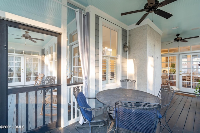 sunroom featuring french doors