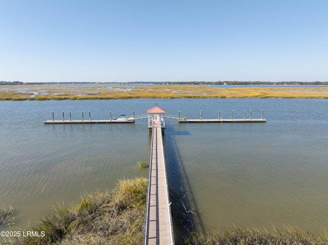 view of dock featuring a water view