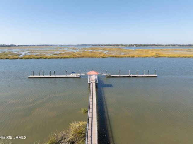 view of dock featuring a water view