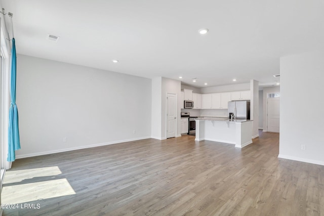 unfurnished living room featuring light hardwood / wood-style floors