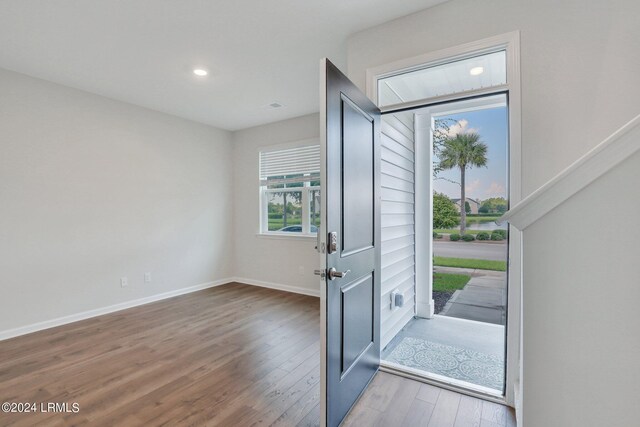 foyer featuring hardwood / wood-style floors and a wealth of natural light