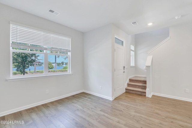 interior space with light hardwood / wood-style floors