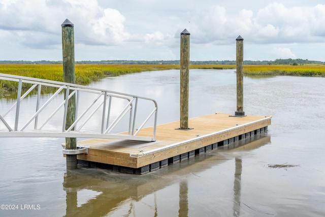 dock area featuring a water view