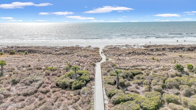 view of water feature featuring a beach view