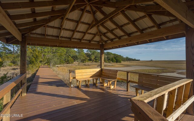 wooden terrace with a gazebo