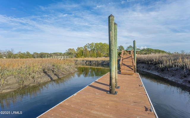 dock area featuring a water view