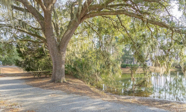 exterior space featuring a water view