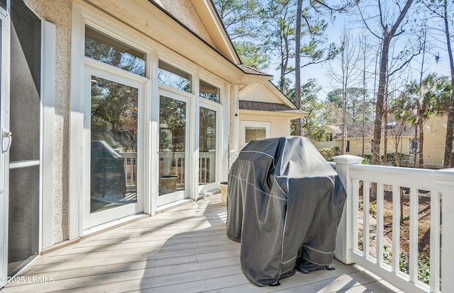 deck featuring area for grilling