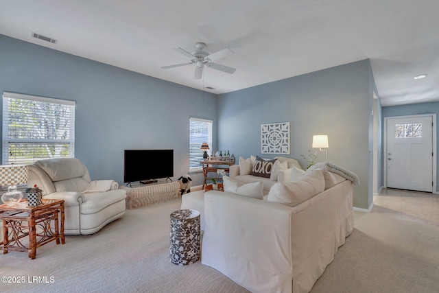 15 Padgett Dr, Bluffton, SC 29909 - living room with light colored carpet and ceiling fan