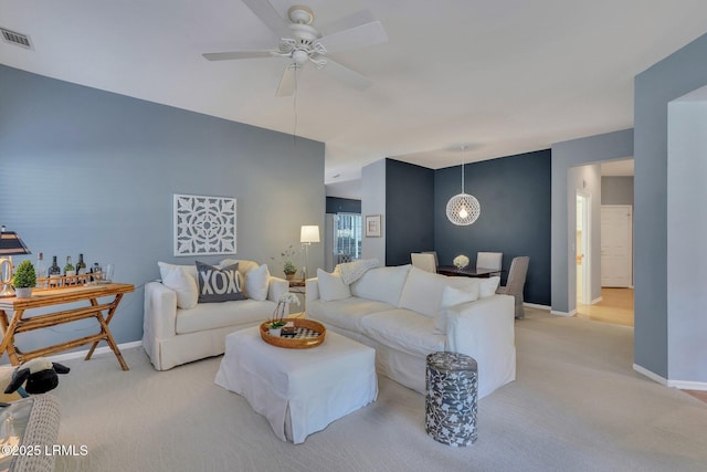 15 Padgett Dr, Bluffton, SC 29909 - carpeted living room with ceiling fan and lofted ceiling