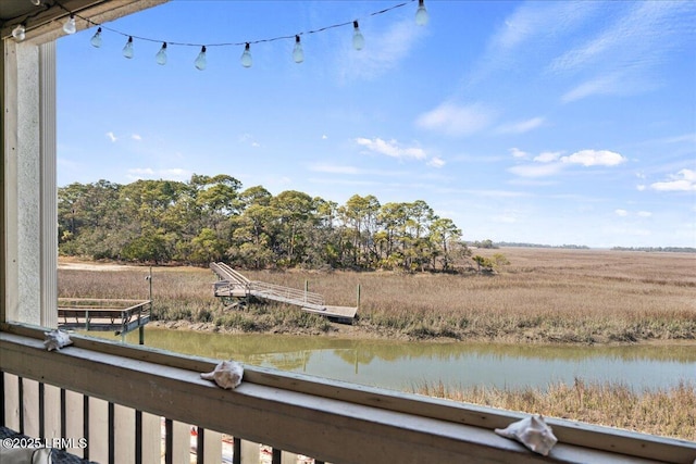 view of yard with a water view