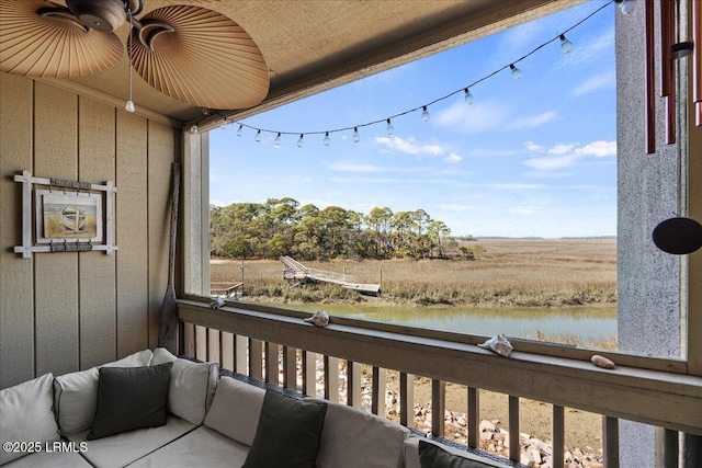 balcony with a water view