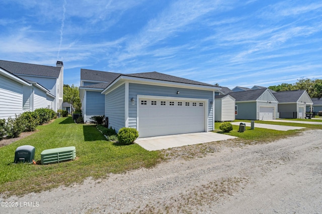 2712 Bluestem Dr, Beaufort, SC 29902 - ranch-style home with dirt driveway, a front lawn, and a garage