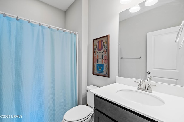 2712 Bluestem Dr, Beaufort, SC 29902 - bathroom with vanity, a shower with shower curtain, and toilet